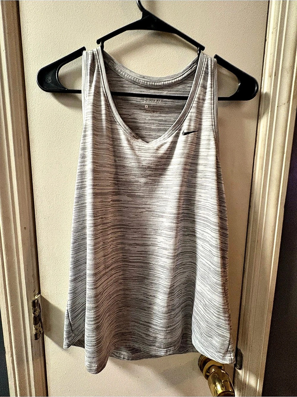 Nike Dri-FIT Space Dye Racerback Tank Top Gray & White Small